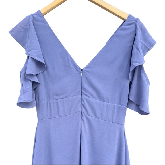 Lulus - Marvelous Memories Denim Blue Cold-Shoulder Maxi Dress - Size XS - Picture 10 of 14